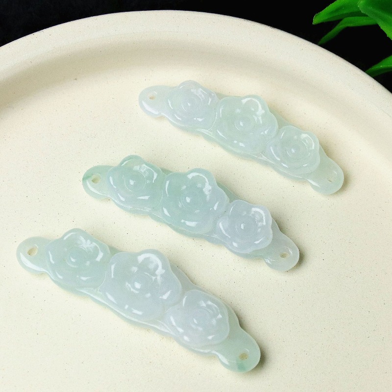 Men Accessories Jewelry - 1pc Natural Jadeite Emerald Flower Hand