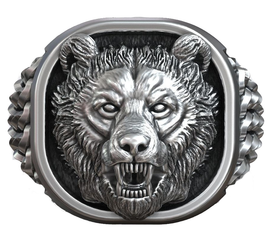 22g Viking Bear Head Nordic Or - огляд і ціна Signet Ring Men