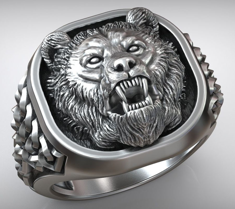 22g Viking Bear Head Nordic Or - огляд і ціна Signet Ring Men