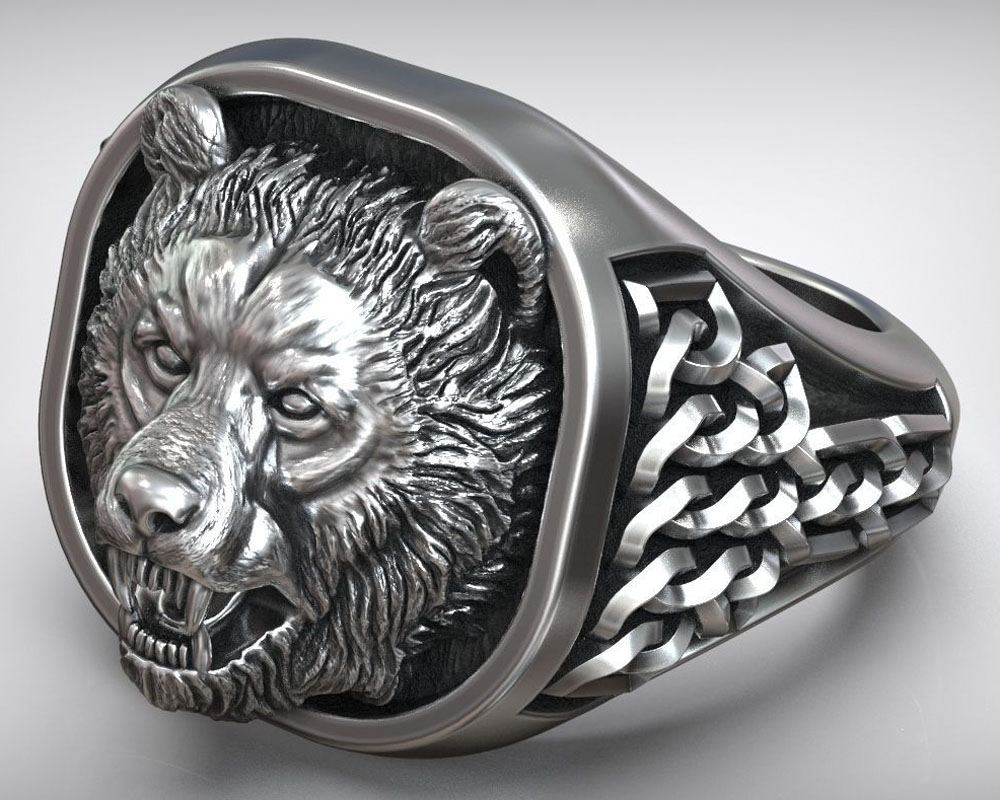 22g Viking Bear Head Nordic Or - огляд і ціна Signet Ring Men