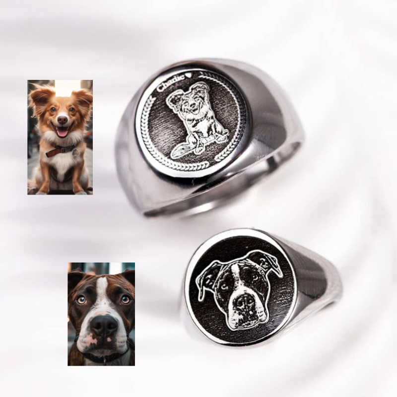 Custom Engrave Photo Signet Ri - огляд і ціна Signet Ring Men
