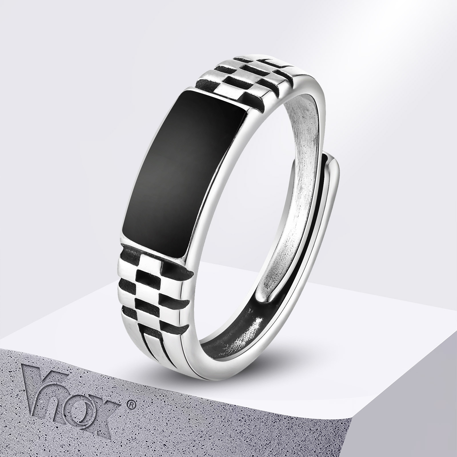 Vnox Mens Open Rings, Black En - огляд і ціна Signet Ring Men