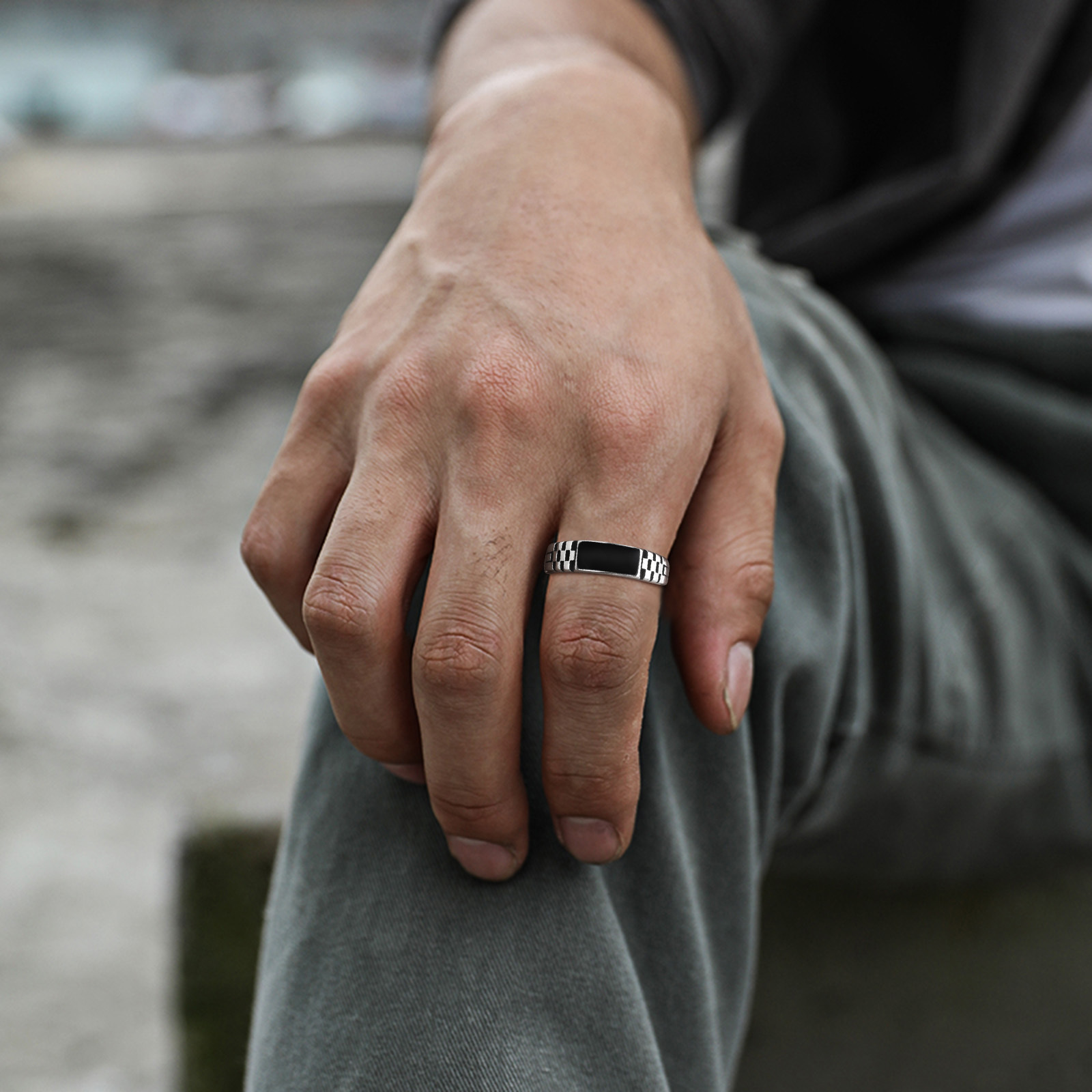 Vnox Mens Open Rings, Black En - огляд і ціна Signet Ring Men