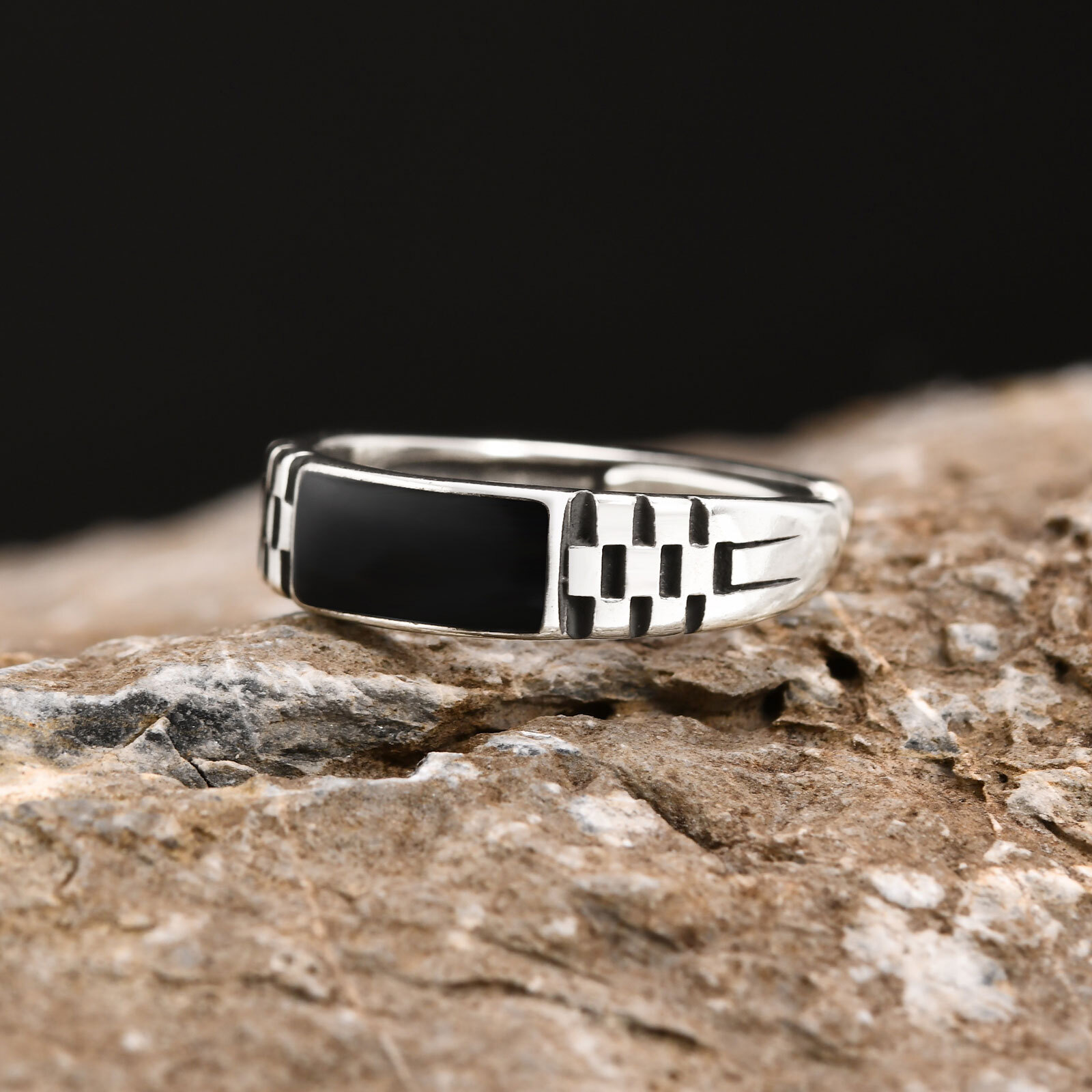 Vnox Mens Open Rings, Black En - огляд і ціна Signet Ring Men