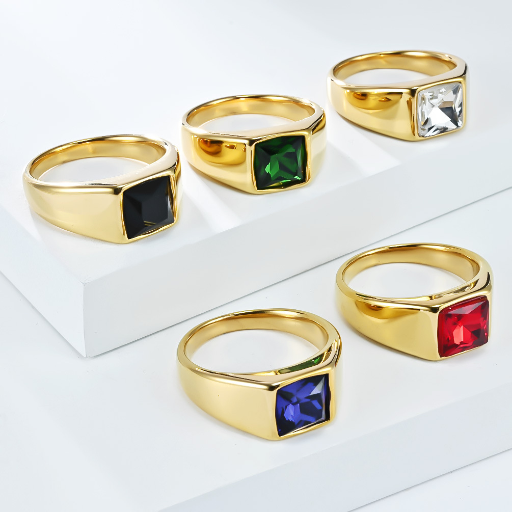 Stainless Steel Shinny Zircon  - огляд і ціна Signet Ring Men