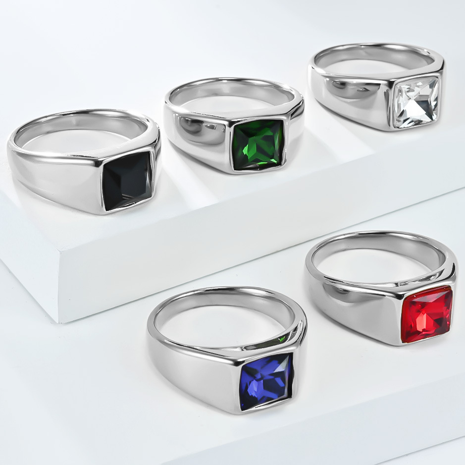 Stainless Steel Shinny Zircon  - огляд і ціна Signet Ring Men