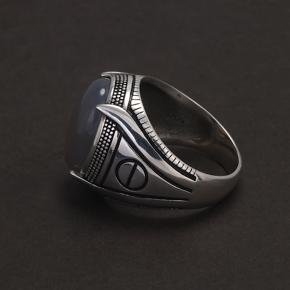 S925 Sterling Silver Agate Sig - огляд і ціна Signet Ring Men
