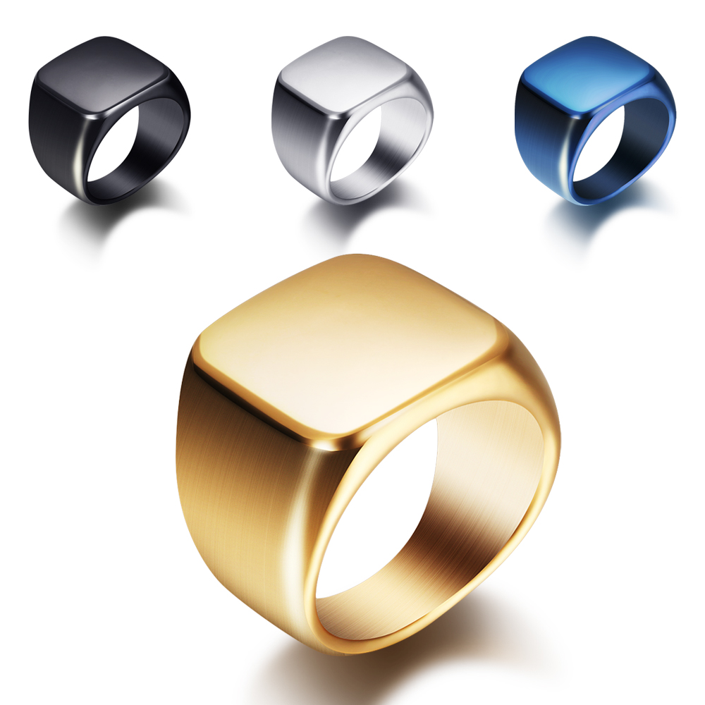 Free Engrave New Silver/Gold/B - огляд і ціна Signet Ring Men