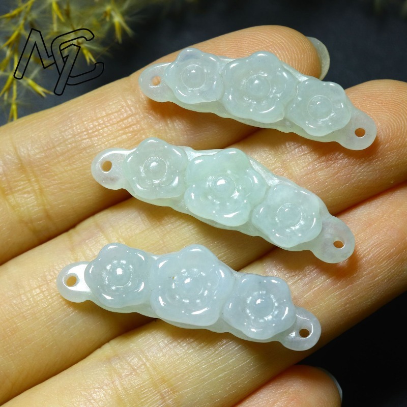 1pc Natural Jadeite Emerald Fl - огляд і ціна Men Accessories Jewelry