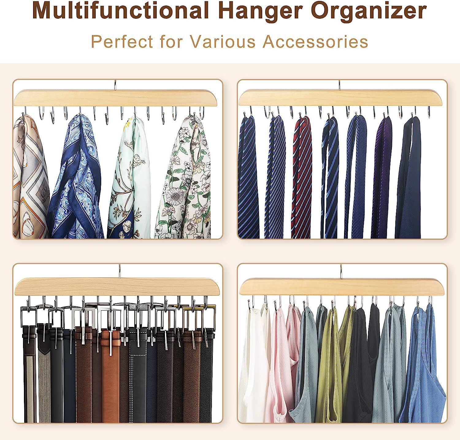 Wooden Belt Rack Women Storage - огляд і ціна Men'S Accessories Organizer For Wardrobe
