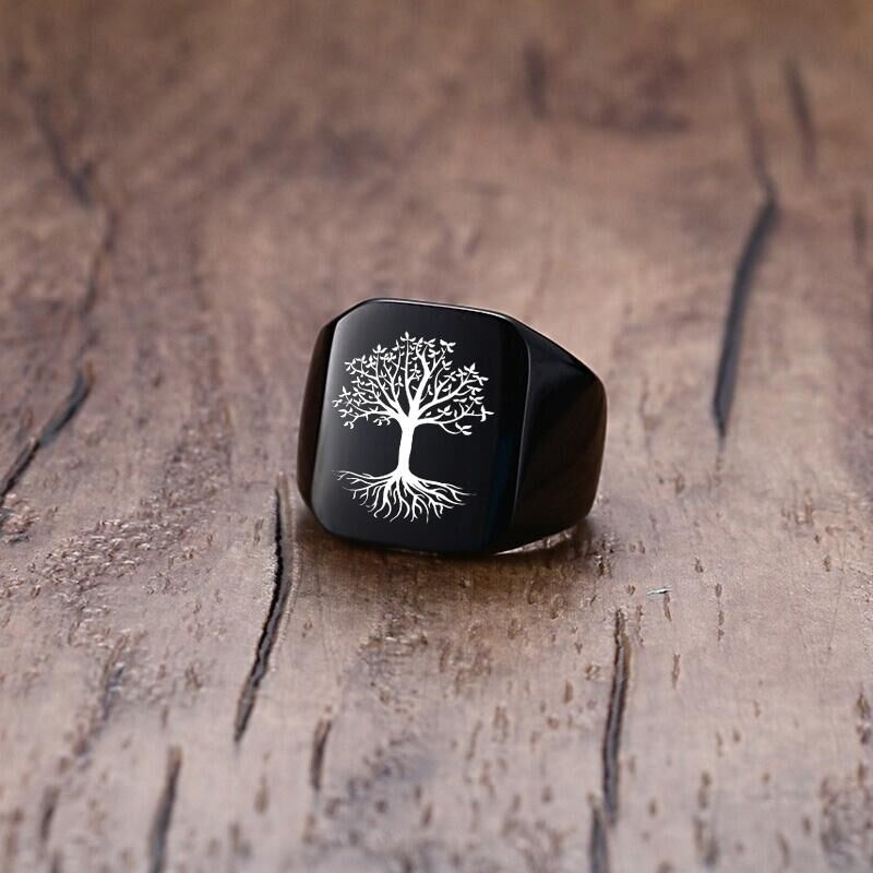 Vnox Rock Punk Tree Of Life Si - огляд і ціна Signet Ring Men