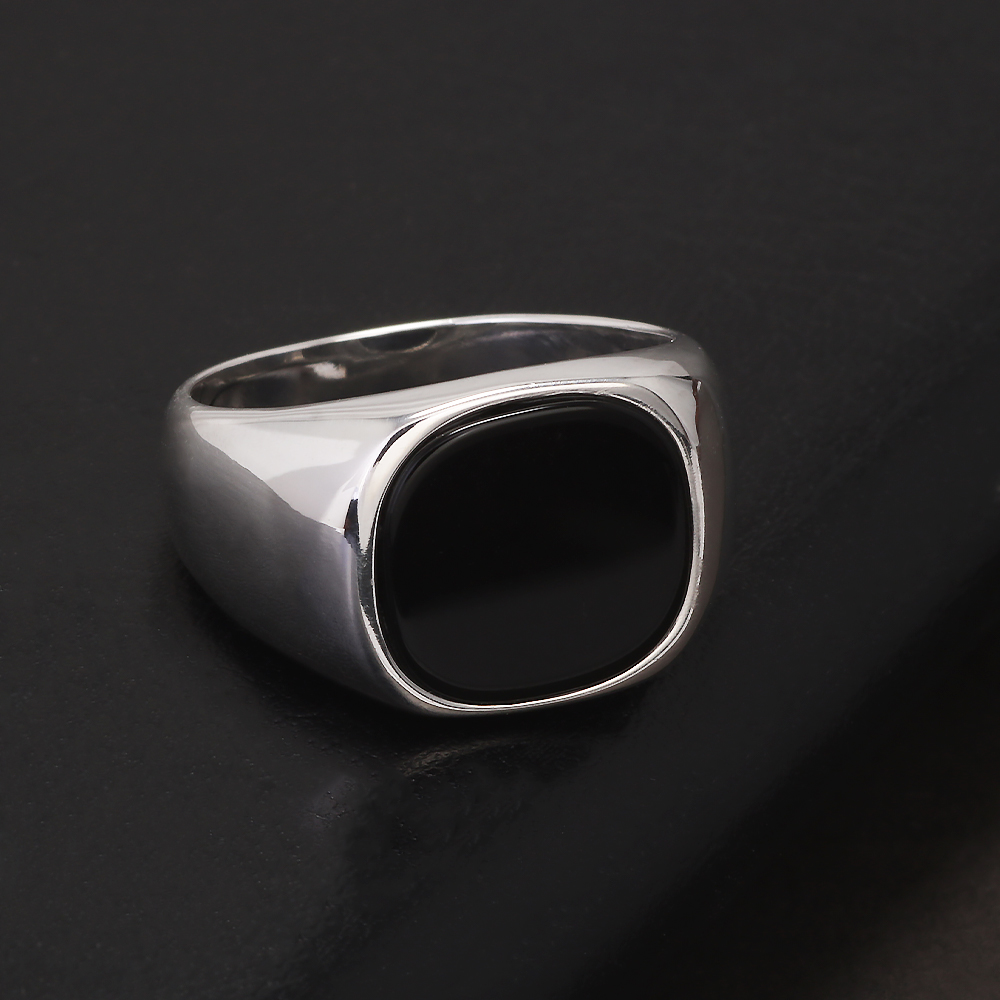 S925 Sterling Silver Black Ony - огляд і ціна Signet Ring Men