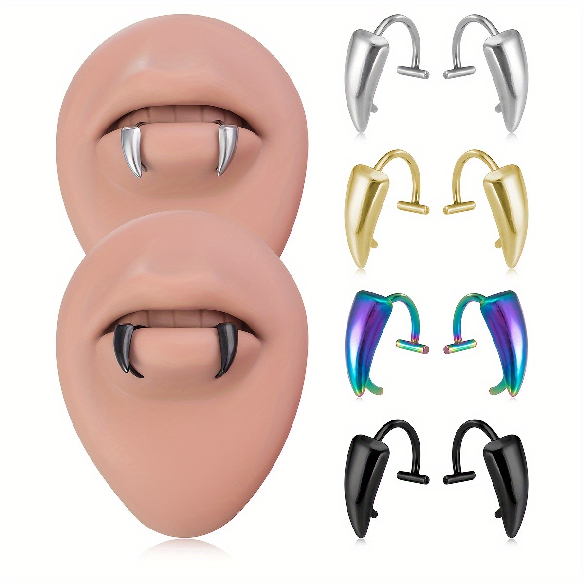 1Pair Stainless Steel Vampire  - огляд і ціна Men'S Vampire Accessories