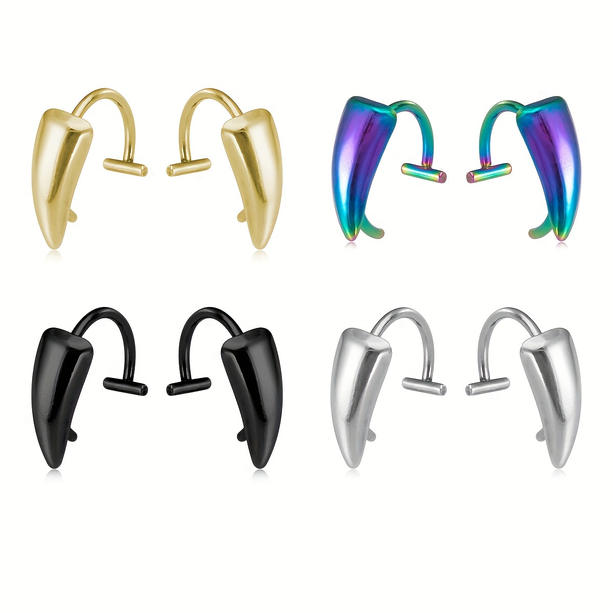 1Pair Stainless Steel Vampire  - огляд і ціна Men'S Vampire Accessories