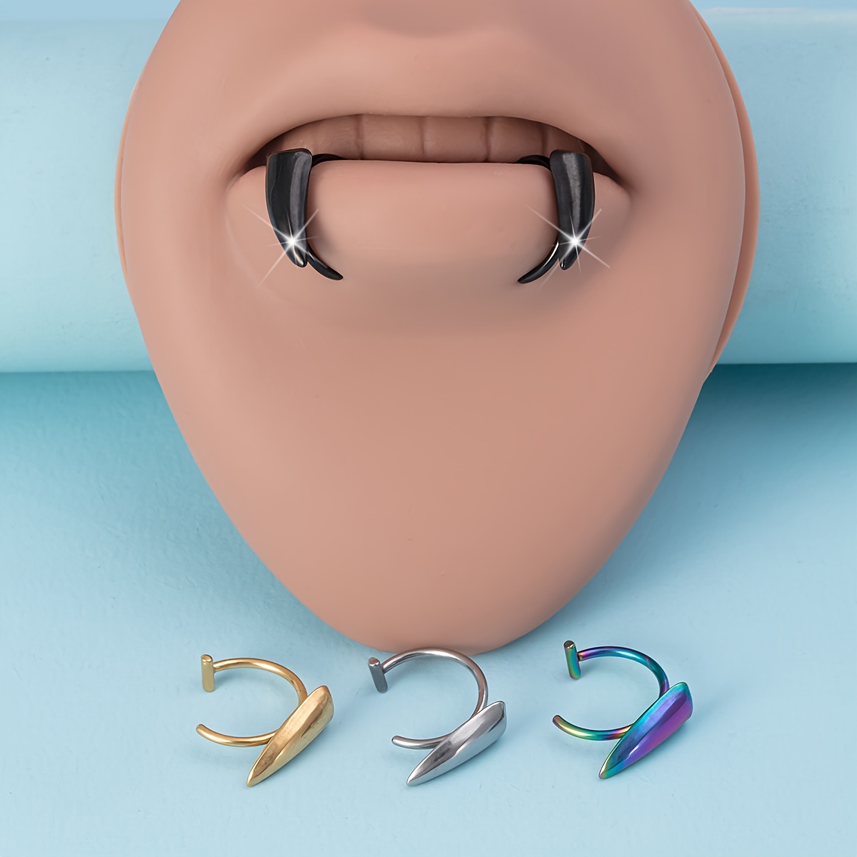 1Pair Stainless Steel Vampire  - огляд і ціна Men'S Vampire Accessories