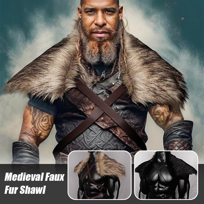 Man Medieval Faux Fur Cape Sho - огляд і ціна Men'S Viking Accessories