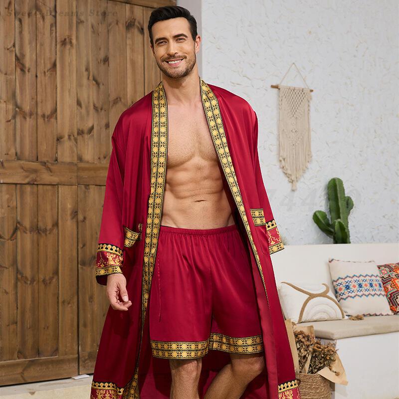 Men's Long Robe Pajamas Set Ba - огляд і ціна Men'S Kimono Accessories